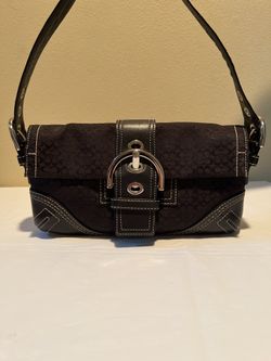 Vintage Y2K Coach Soho Black Jacquard Demi Baguette Flap Shoulder Bag
