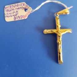 14K Yellow Gold Crucifix Pendant 50x24 In Size