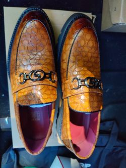 Gucci croc-embossed lug sole loafers