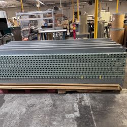 Pallet Racking 8’ Tall With Wood Shelves See Description