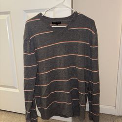 Banana Republic Grey, Orange, and White Striped Sweater 