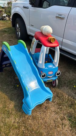 Little Tikes Cozy Coupe and Kids Slide tons of fun in outdoors