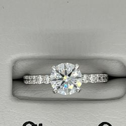 1.81Ct LGD Platinum Engagement Ring w/ Natural Side stones