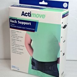 Actimove Back Support Brace 4 Stays Adjustable Compression Black New