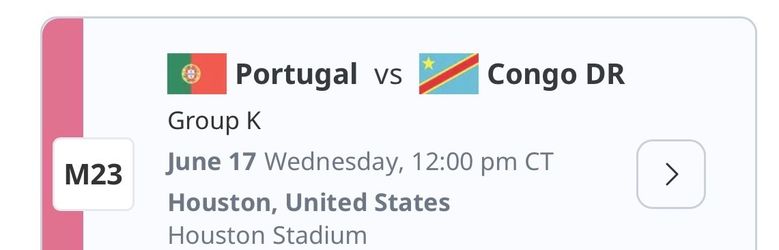 FIFA WC Houston Game 2 Portugal vs Congo
