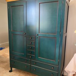 Vintage French Green Armoire