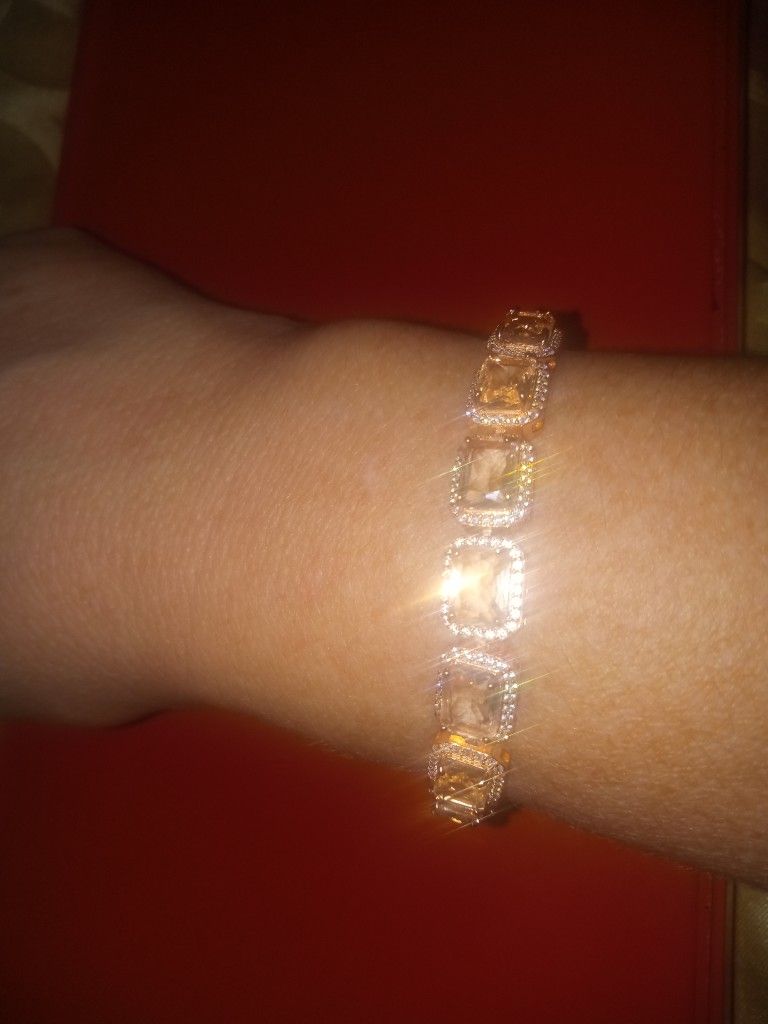 25.30 Karat Emerald Cut Pink Morganite Rose Gold Over Sterling
