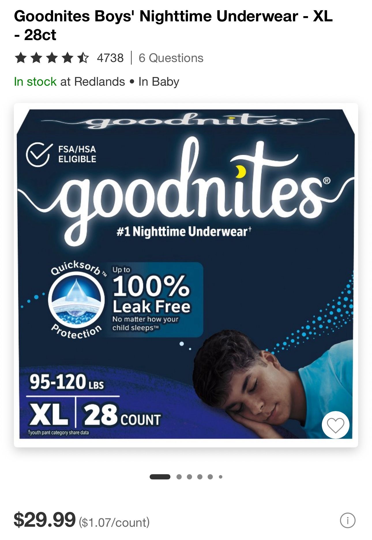 Goodnites XL $20 New Seal Box