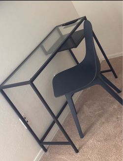Glass Top Desk with Chair