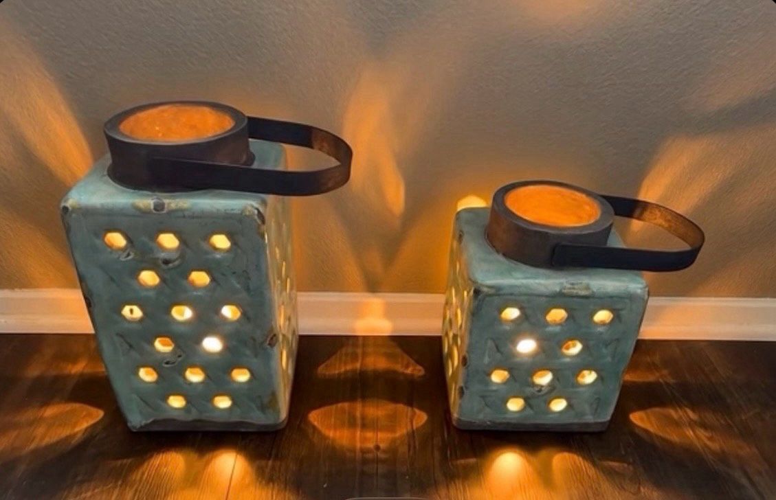 Set of Two Ceramic Lanterns