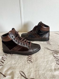 Salvatore Ferragamo Calf Skin and brown leather sneakers Men US size 7.5