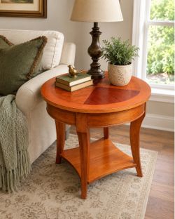 Thomasville Round Accent Table – Solid Wood & Ready for Your Home