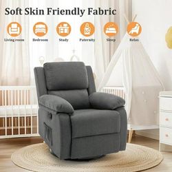 New-Swivel Rocker Small Recliner Chair for Small Spaces for Living Room,Nursery,Grey