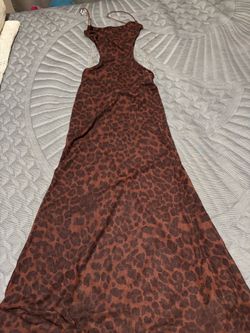 Brown Leopard Print Maxi Slip Dress