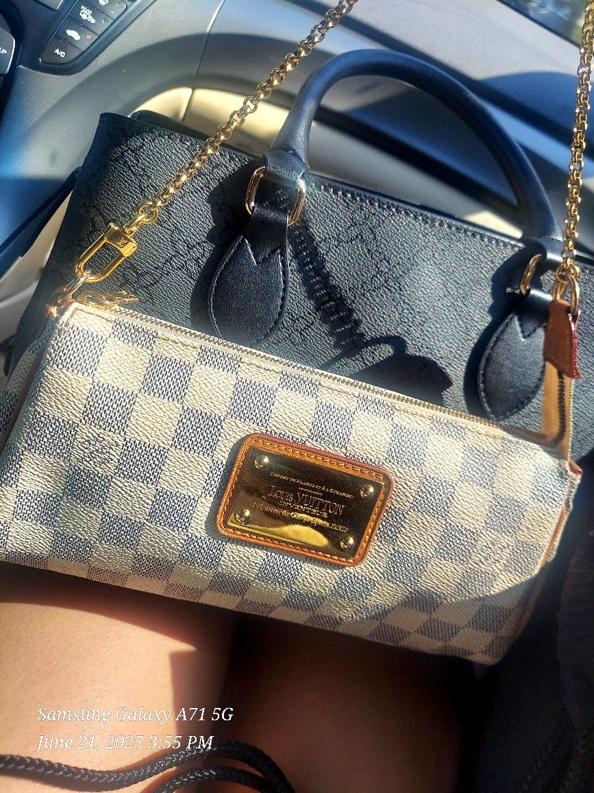 Louis Vuitton Damier Azur Chain Clutch Shoulder Bag