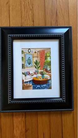 Vibrant Boho Living Room Framed Art Print - 12x14 Black Frame