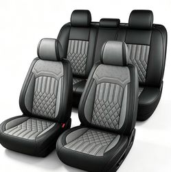 Durable Leather 5-Seater Car and SUV Front & Rear Seat Covers (Grey)