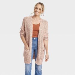 New Cream/Brownish Cardigan Knit Sweater Size S  