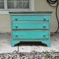 Vintage Dresser Art Teal 