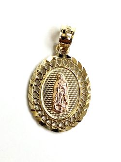 MOTHER’S DAY GIFT / Guadalupe religious pendant 14K REAL YELLOW AND ROSE GOLD.