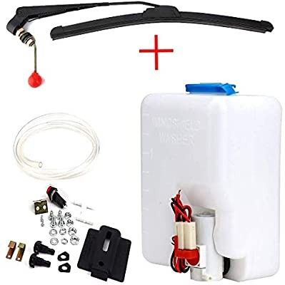 Universal Car Windshield Washer Pump Kit and UTV Manual Wiper Hand Operated Windshield Wiper for Hard Coated Or Glass Windshields