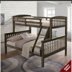 $450 Bunk Bed With 2 Mattress Twin Full Memory Foam 