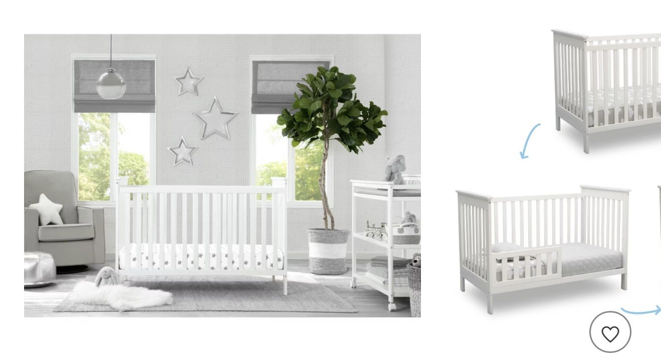 White Delta Children Adley 3-in-1 convertible crib