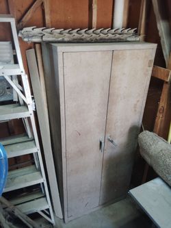Tall garage cabinet, metal