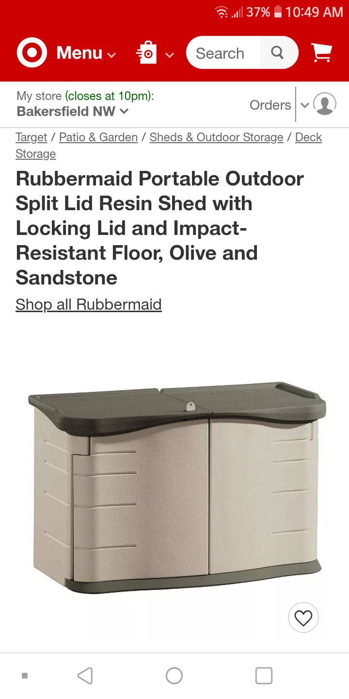 RUBBERMAID STORAGE SHED New $145