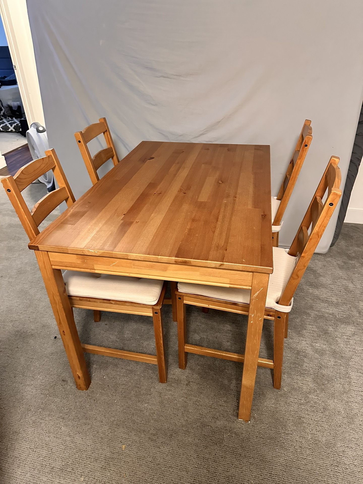 IKEA Solid Wood Dining Table Set (4 Chairs)