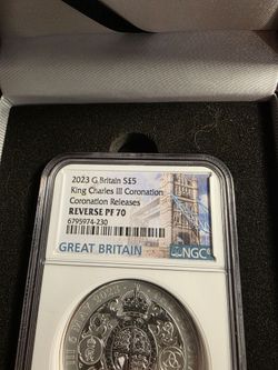 2023 G. Brittany S 5 dollar, King Charles III Coronation, Coronation Releases reverse PF 70