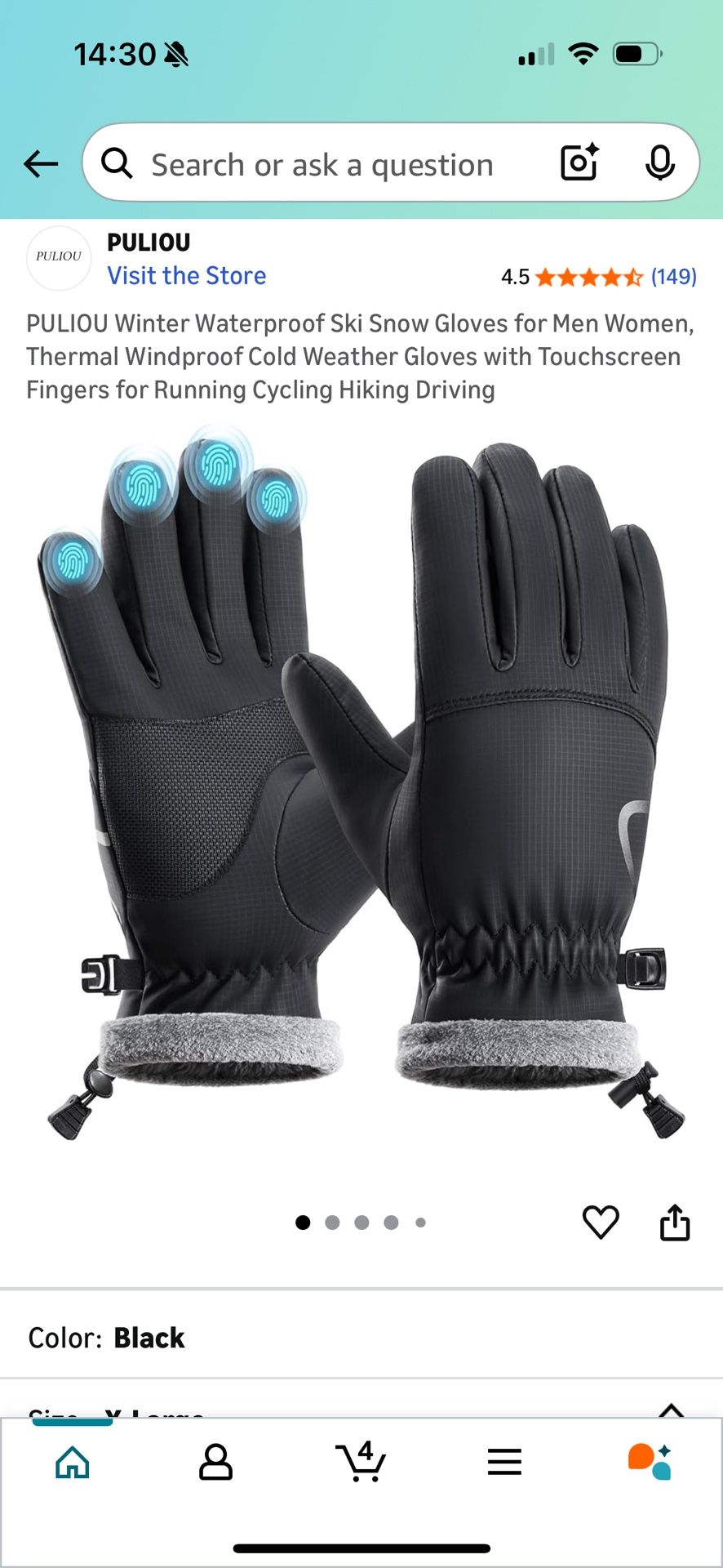Winter Glove For Man, Large
