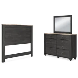 Nanforth Queen Panel Headboard with Mirrored Dresser Big Savings Bonanza