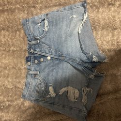 light blue jean shorts