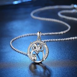 Owl necklace charm rhinestone love jewelry each$6