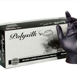 Polysilk Latex Exam Black Gloves Free Next Day Delivery 
