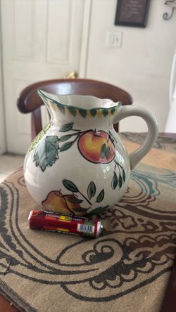 Hand-Painted Ceramic Fruit Pitcher