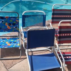 $15 Each - Foldup Low Beach Chairs Easy Store Easy Go Camping Poold Deck Spa Balcony Tailgate Game Day 