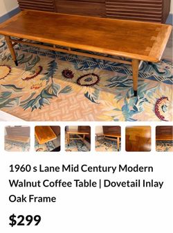 Lane Mid Century Modern Walnut Coffee Table