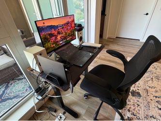 Koree Standing & Height-Adjustable Desks in Rustic brown/black