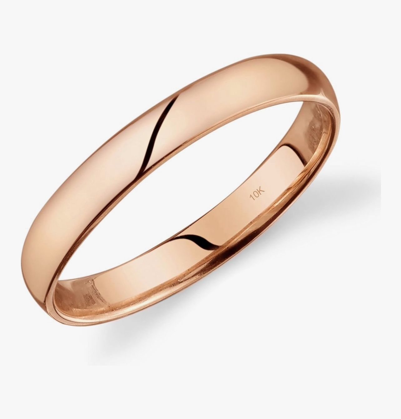 Tesori & Co 10k Rose Gold Light Comfort Fit 3mm Wedding Band