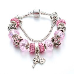 Pandora style lock and key bracelet