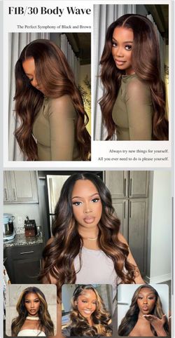 🔥Brand new 🔥 28inch F1B/30 Brown Highlight human hair wig Y9n-24