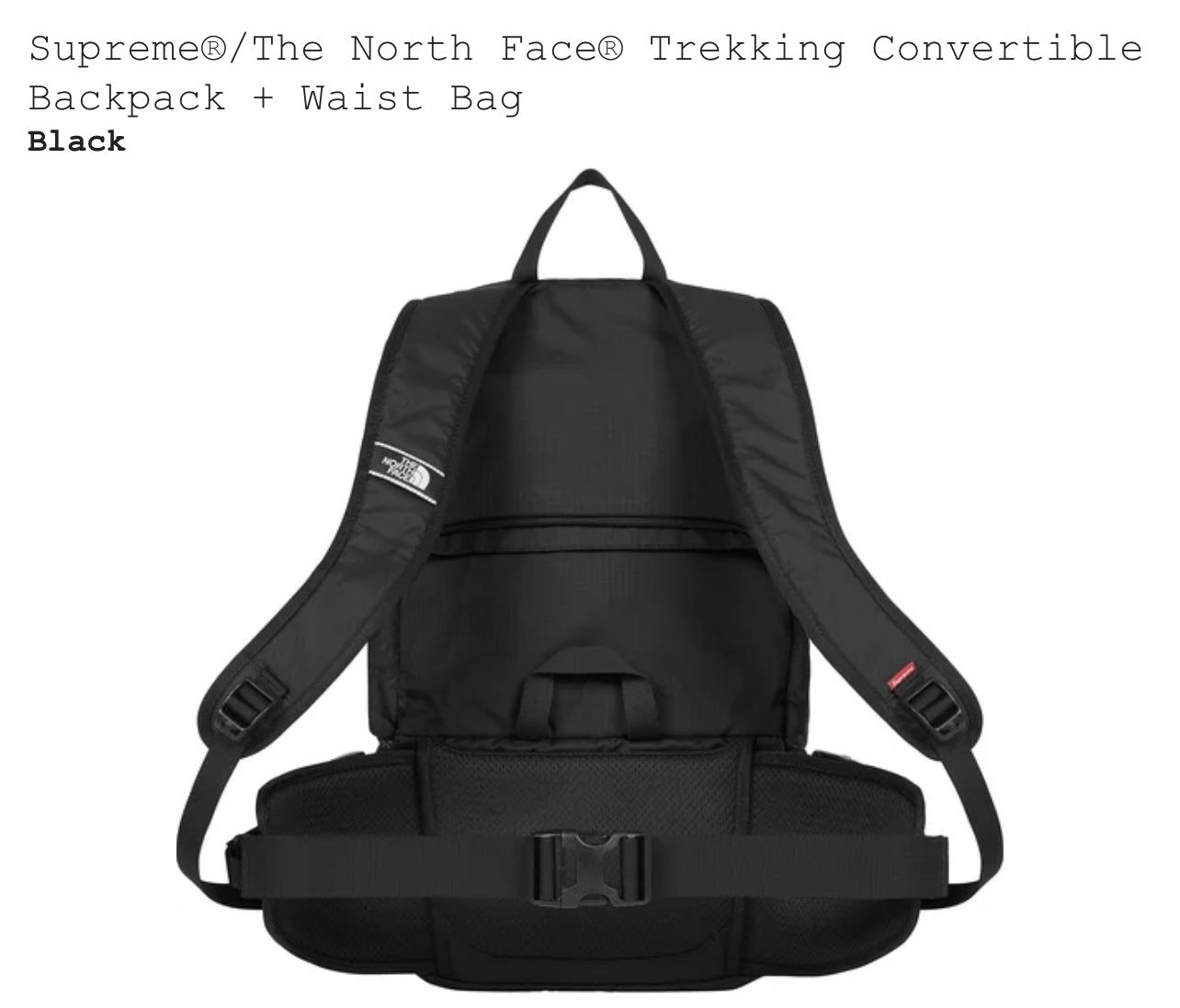 Supreme The North Face Trekking Convertible Backpack Waist Bag Black