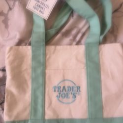 NEW- Trader Joe’s  mini pastel tote canvas tote bag- Green
