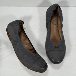 Josef Seibel Pippa Gray Leather Ballet Flats Comfort Shoes Women Size 8.5