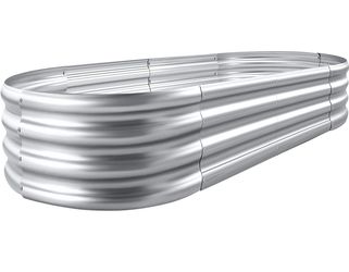 New in Box 8×4×1 ft Galvanized Raised Garden Bed Kit，Raised Garden Boxes Outdoor, Oval Metal Raised Garden Beds