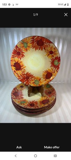 Sunflower Ceramic Dinner Plates Set of 5