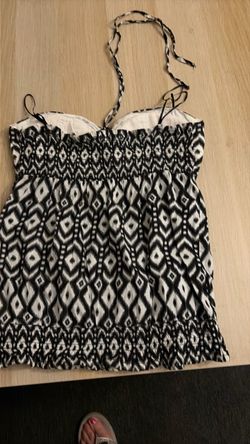 Black & White Halter Tankini Top