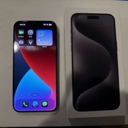 iPhone w 15 Pro Max Unlocked In Perfect Condition! With box titanium unlocked T-Mobile 